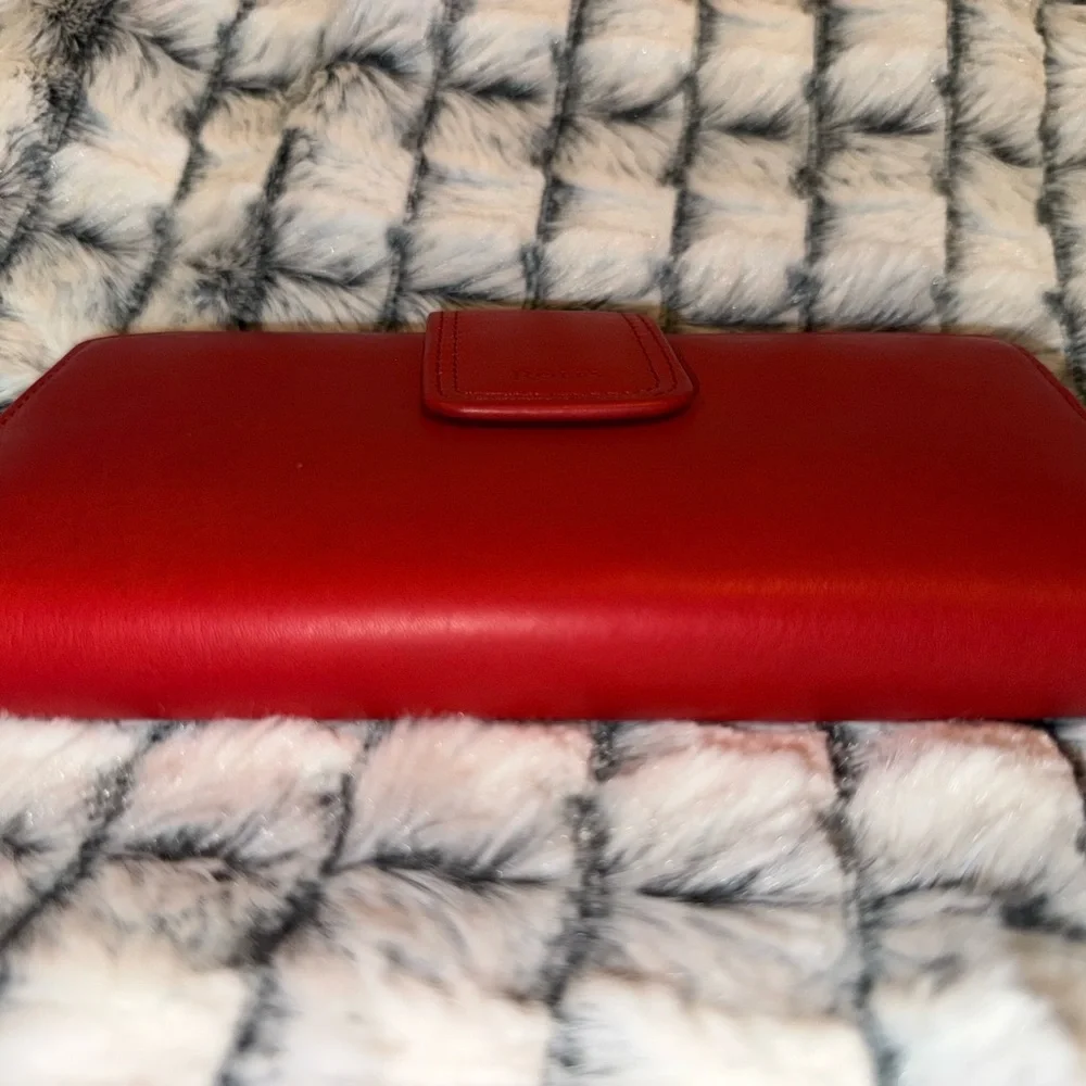 Rolf’s Red Leather Continental Compact Clutch Checkbook Kisslock Wallet NWT - Picture 7 of 8